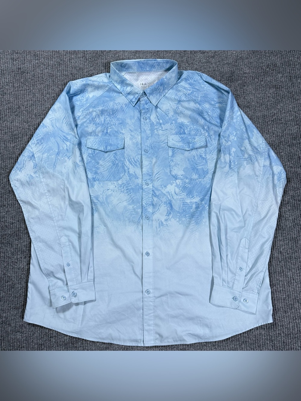 Huk Performance Fly Fishing Shirt Outdoor Anglers Long Sleeve Button Down Sz 3XL